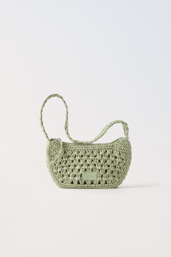 RAFFIA-STYLE SHOULDER BAG - Green | ZARA Singapore
