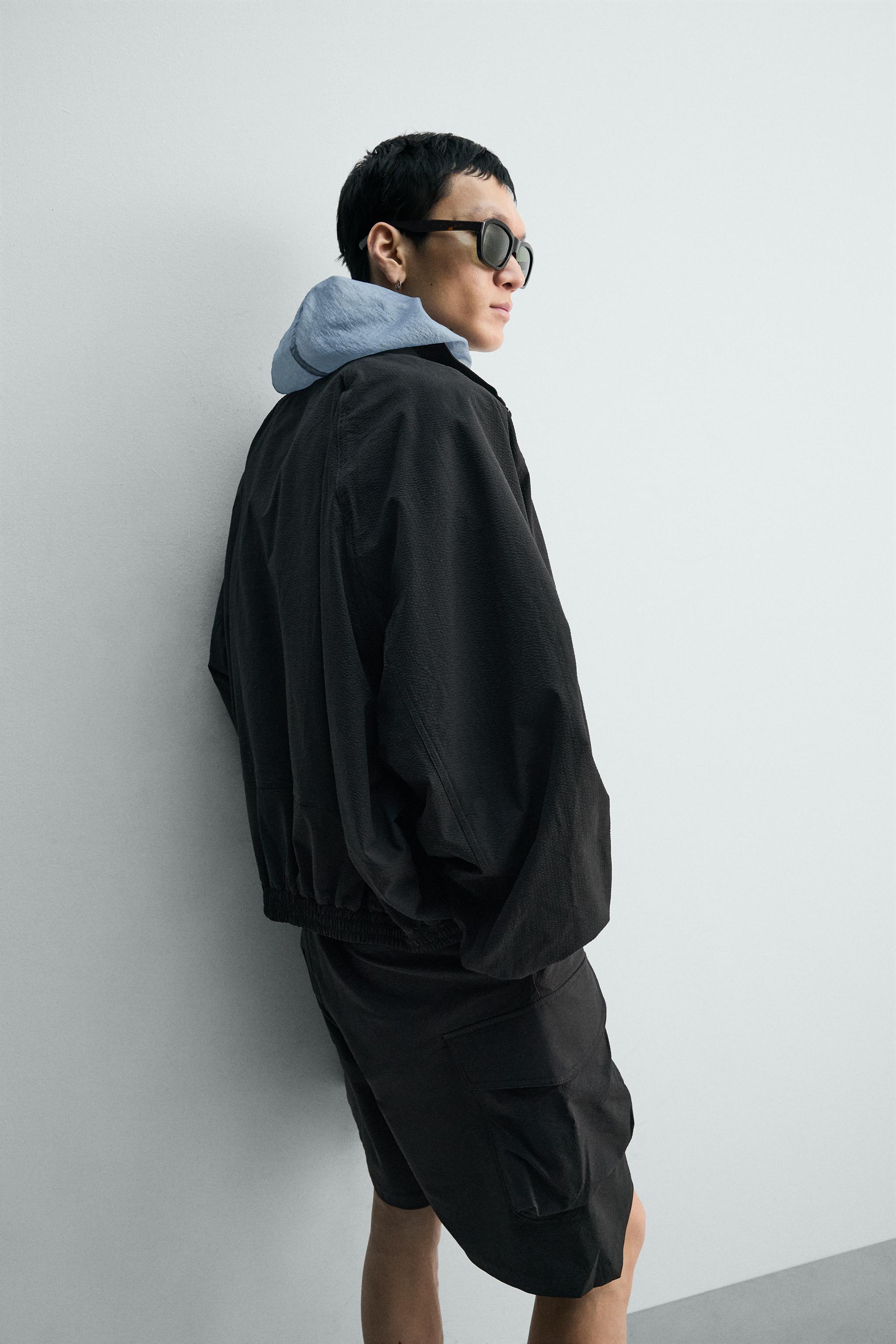 リラックスフィットテクスチャー素材ジャケット - ブラック | ZARA 
