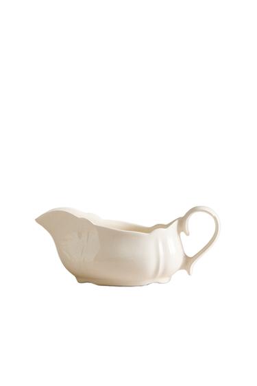 EARTHENWARE GRAVY BOAT WITH RAISED-EDGE DETAIL - Ecru by Zara