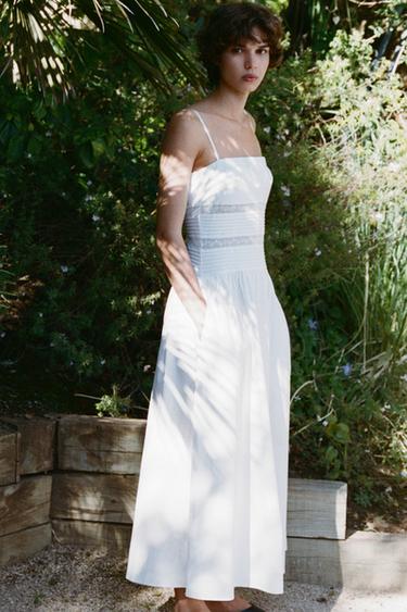 EMBROIDERED POPLIN DRESS - White by Zara - Image 3
