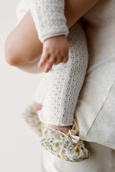 FLORAL COTTON BALLET FLATS - Ecru White by Zara