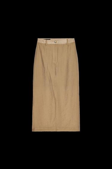 Zara SEMI-SHEER MIDI SKIRT - Mid-camel - Image 0