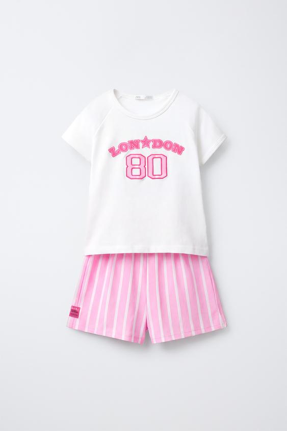 6-14 AÑOS/ PIJAMA RAYAS TEXTO - Rosa de Zara - Imagen 0