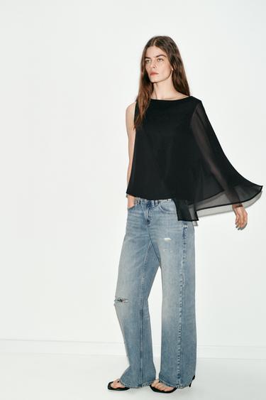 CONTRAST CAPE BLOUSE - Black by Zara - Image 2