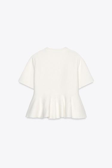 PEPLUM KNIT CARDIGAN - Ecru by Zara - Image 5