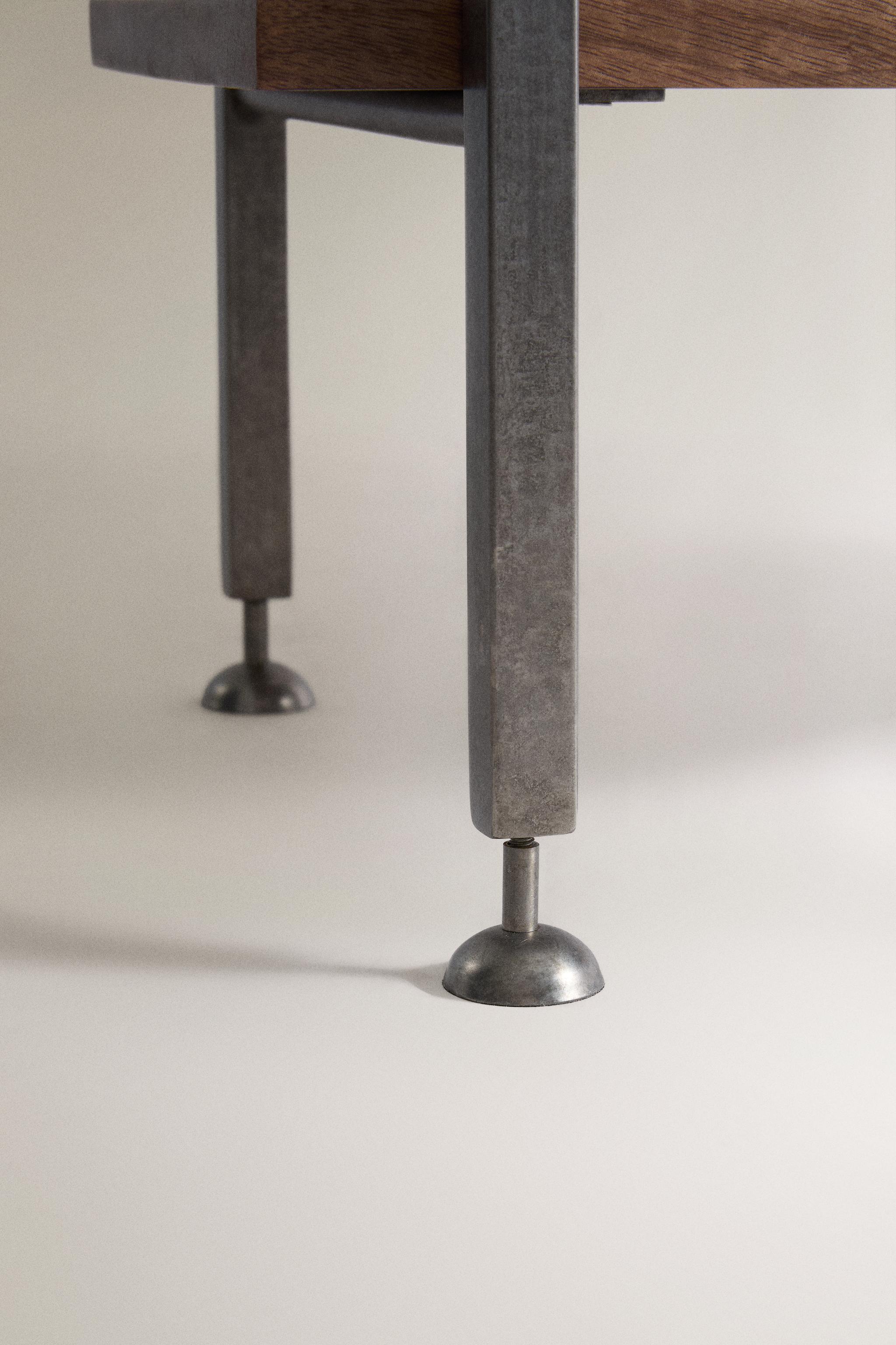 STEEL AND WOOD LOW SHELF UNIT