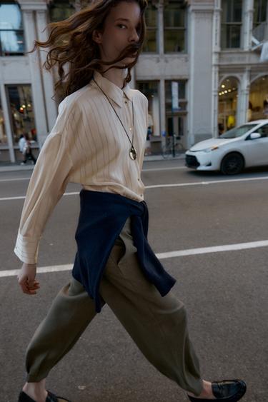 OVERSIZE STRIPED SHIRT - Ecru by Zara - Image 2