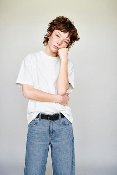 Zaras ENFÄRGAD BAS-T-SHIRT - Vit