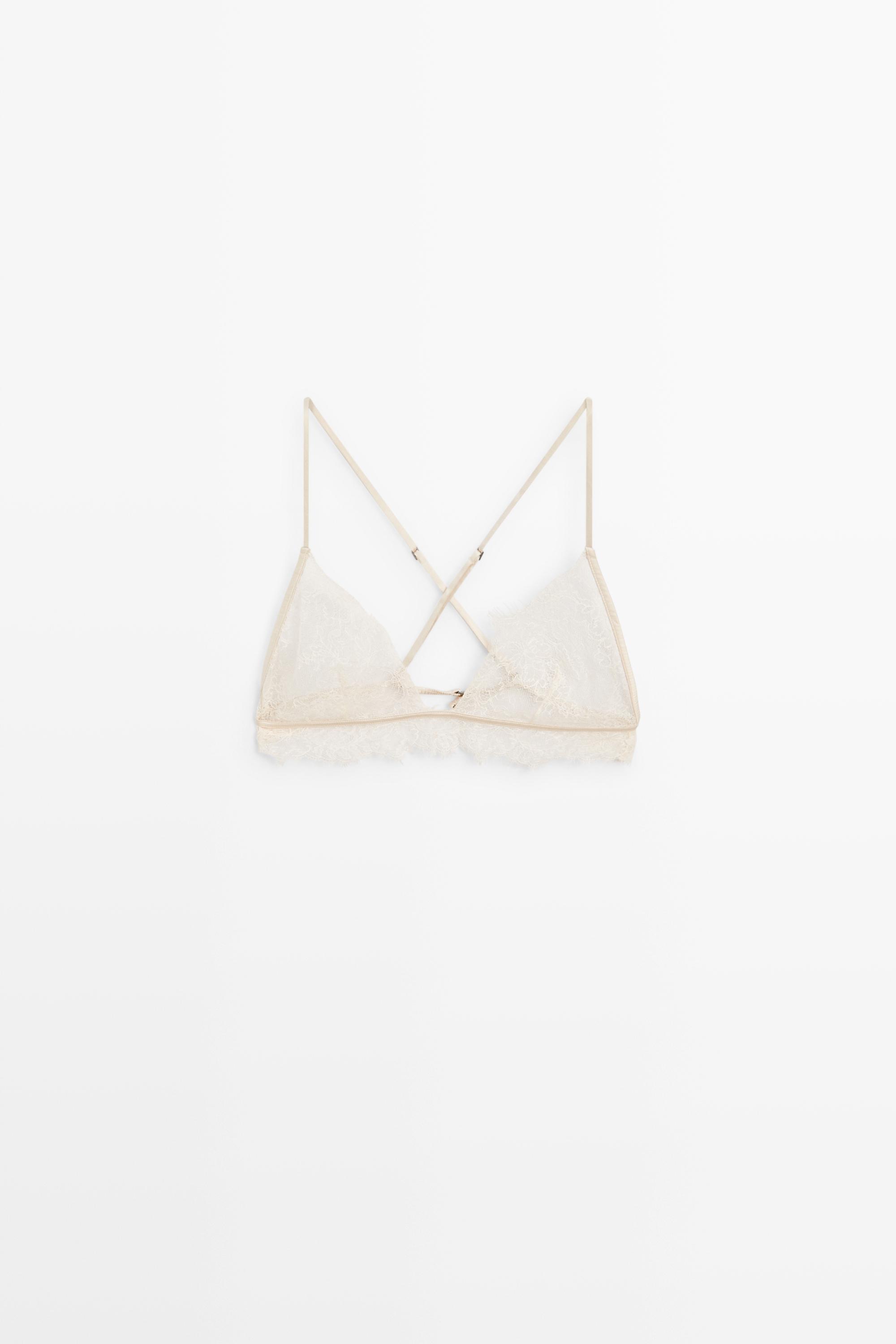 Lace bralette with scalloped hem — Ecru