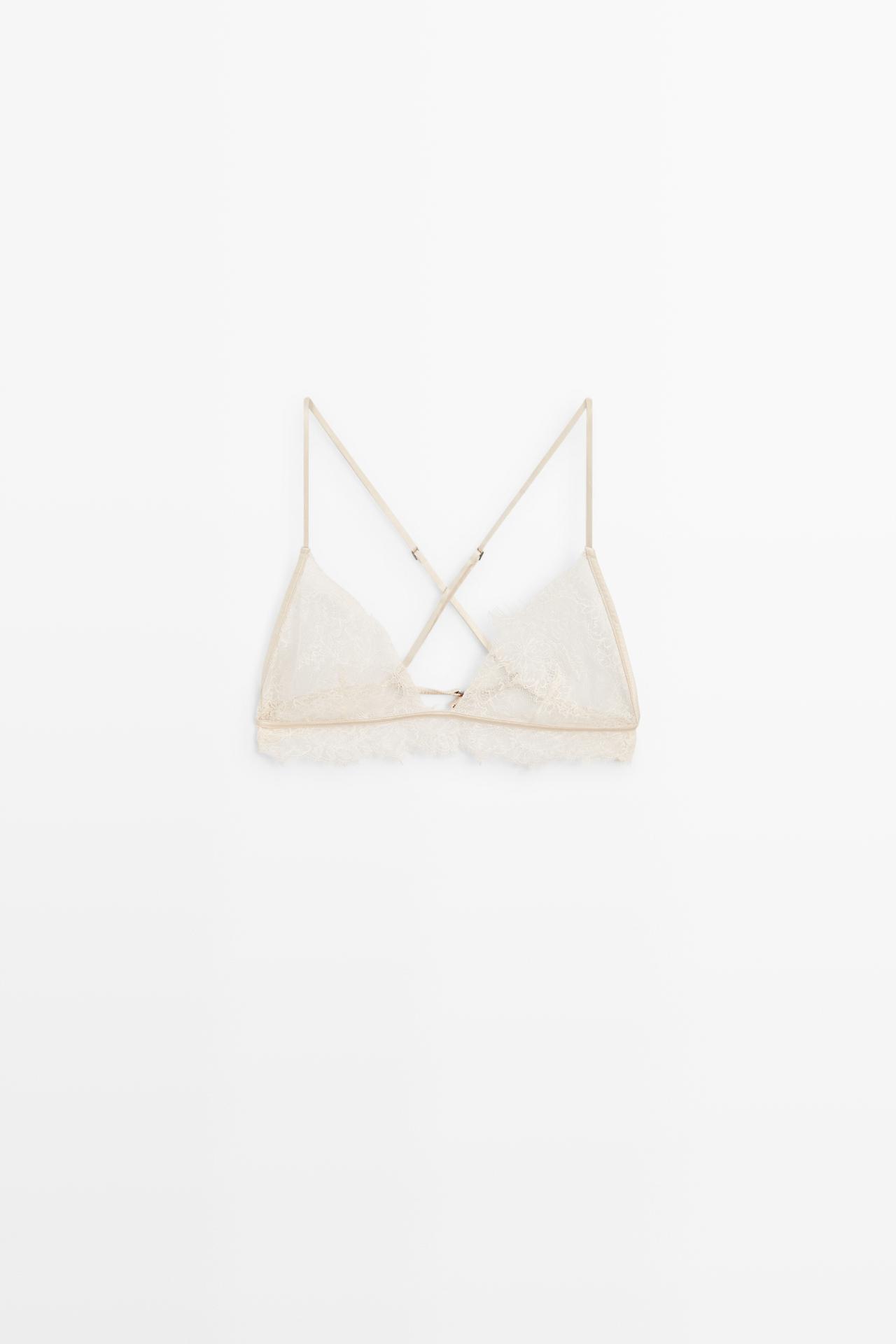 Lace bralette with scalloped hem — Ecru