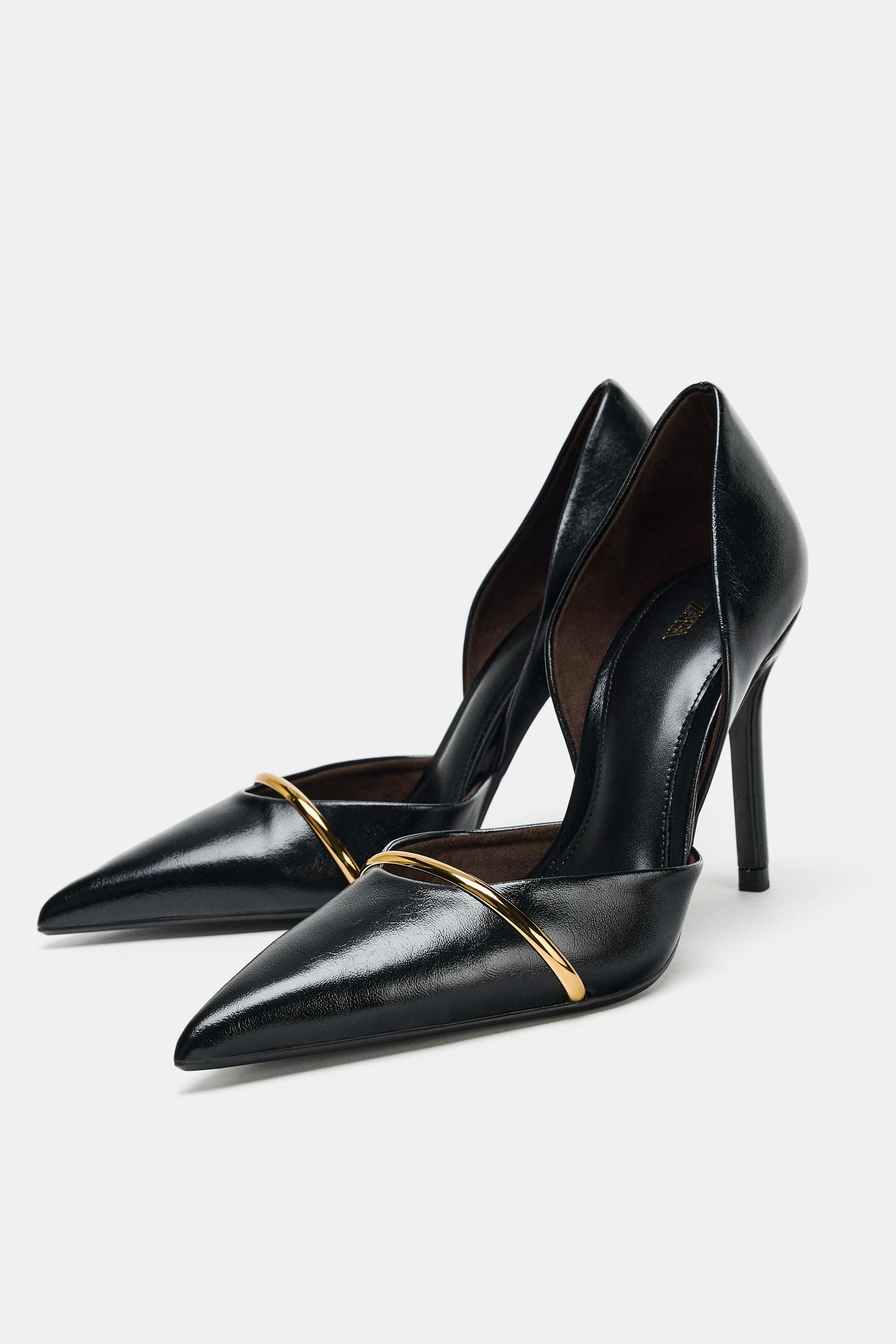 HIGH HEEL SHOE WITH METALLIC STRAP - Black | ZARA United States