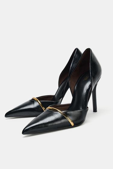 CHAUSSURES À TALONS BRIDE MÉTALLIQUE Noir ZARA France