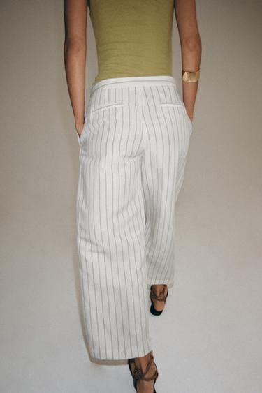 PANTALON PAREO À RAYURES AVEC LIN ZW COLLECTION - rayures de Zara - Image 2