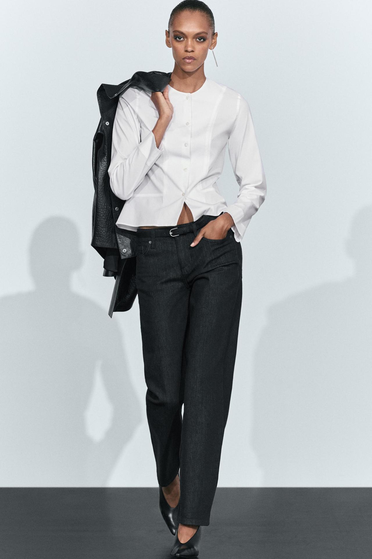 Poplin shirt with collar detail — White