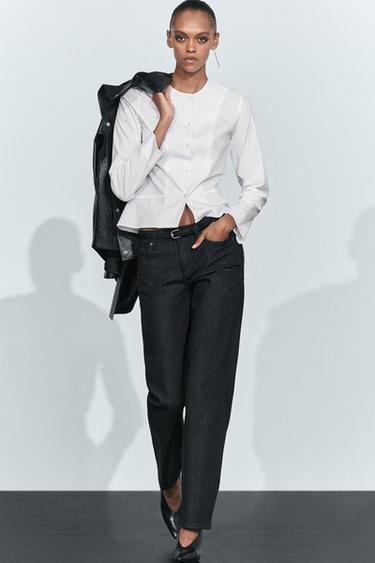 Poplin shirt with collar detail — White 1