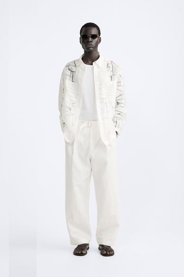 РУБАШКА ИЗ ПОЛУПРОЗРАЧНОЙ ЖАККАРДОВОЙ ТКАНИ — БЕЛЫЙ от Zara — изображение 0