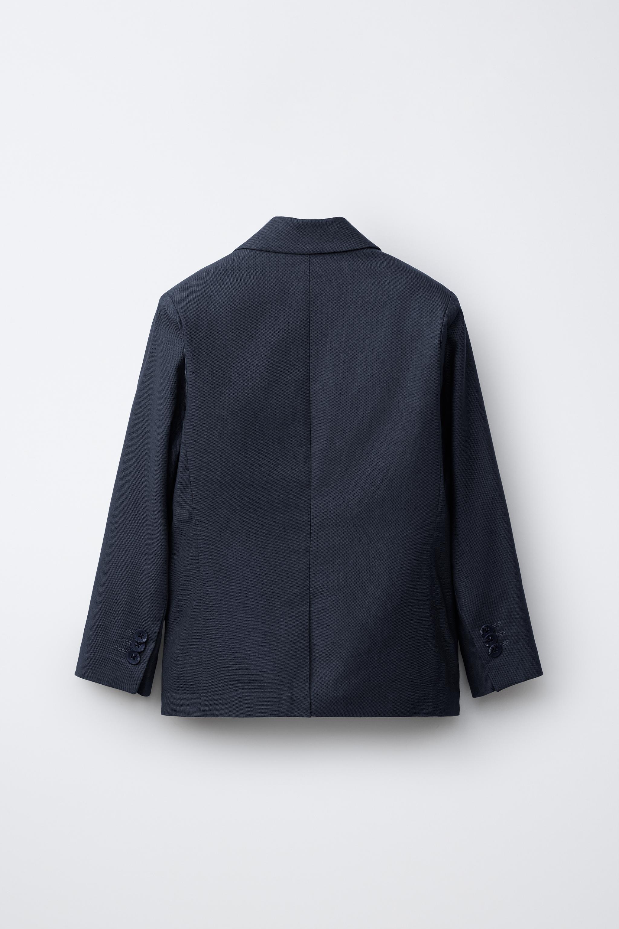 COTTON AND LINEN SUIT JACKET — Navy blue (alternate view)