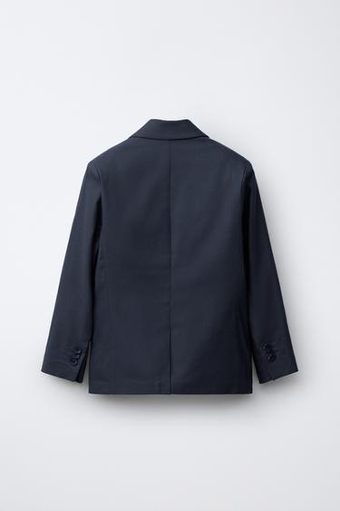 COTTON AND LINEN SUIT BLAZER - Navy blue by Zara - Image 1