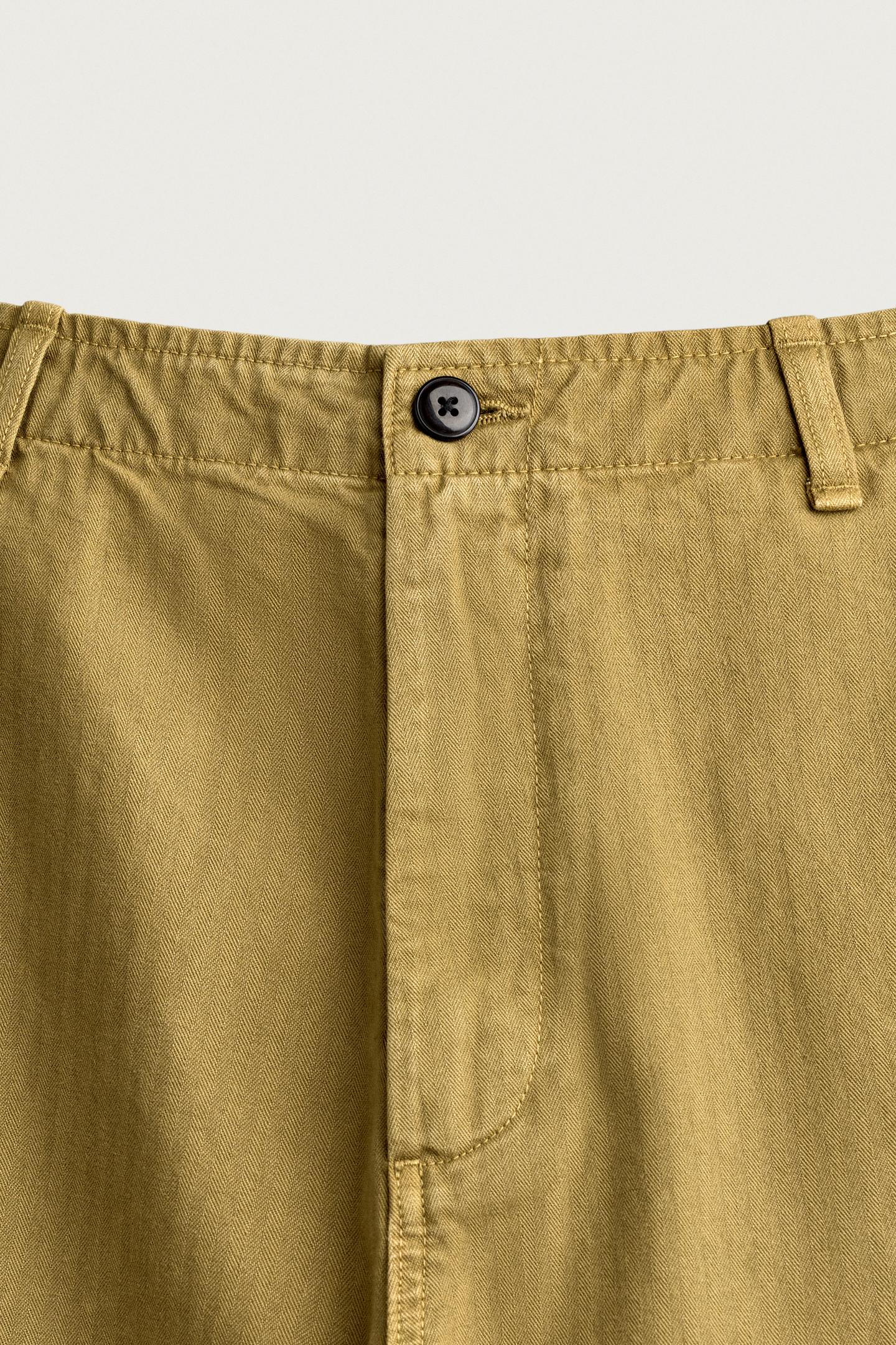 Мужские брюки Zara Washed Herringbone, цвет: Oil — фото 9