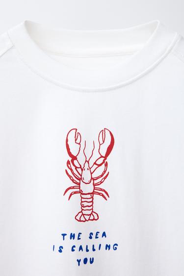 LOBSTER PRINT T-SHIRT - White by Zara - Image 2