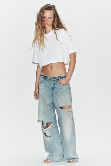 JEANS CINTURA DOBLADA TRF TIRO MEDIO - Azul claro de Zara - Imagen 0