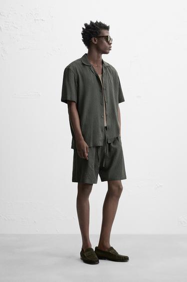 STRIPED JACQUARD SHIRT - Dark khaki by Zara - Image 3
