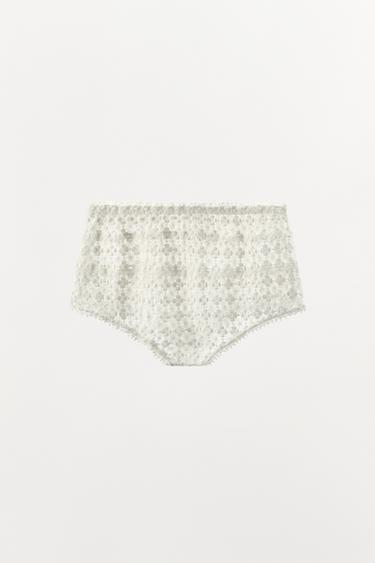 MINI-SHORT BRODÉ - Blanc cassé de Zara - Image 4