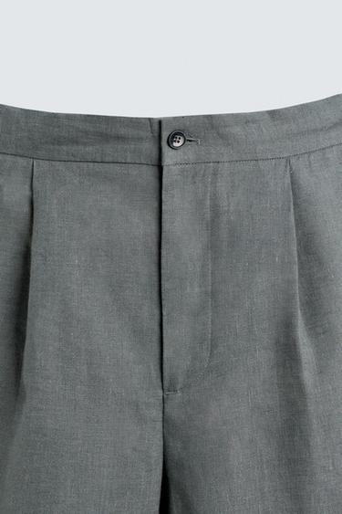 100% LINEN SUIT TROUSERS - washed green by Zara - Image 7