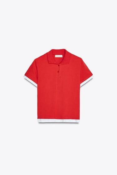 CONTRAST POLO TOP - Red by Zara - Image 5