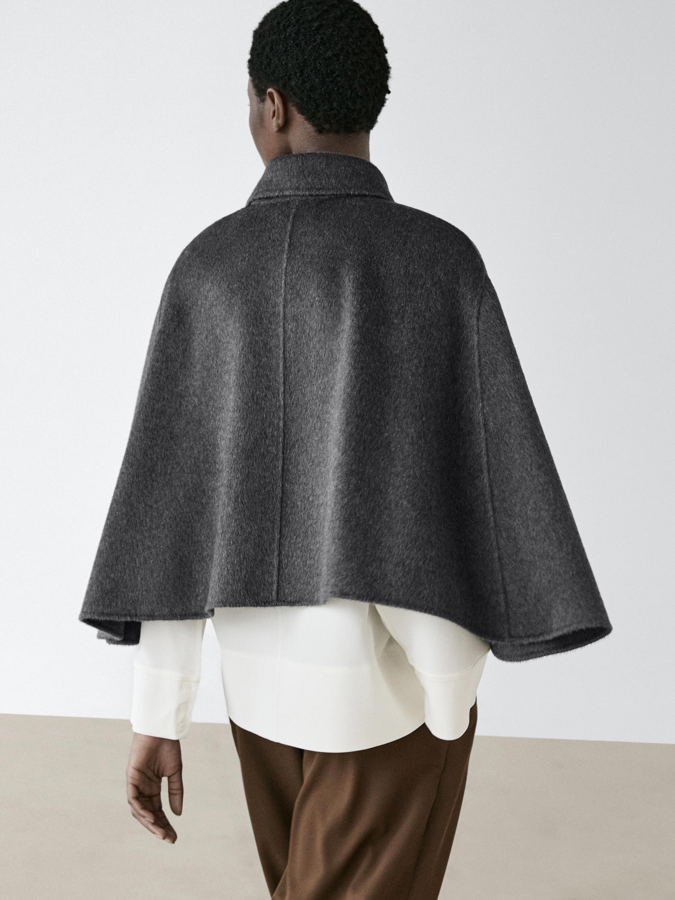 Cape à col chemise en laine mélangée