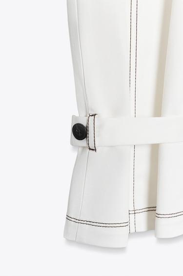 PANTALON SURPIQÛRES CONTRASTE - Blanc cassé de Zara - Image 7