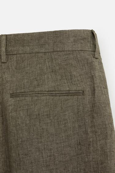 PANTALON DE COSTUME 100 % LIN - Kaki foncé de Zara - Image 8