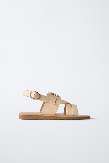 SANDALIA DETALLE - Marrón Arena de Zara