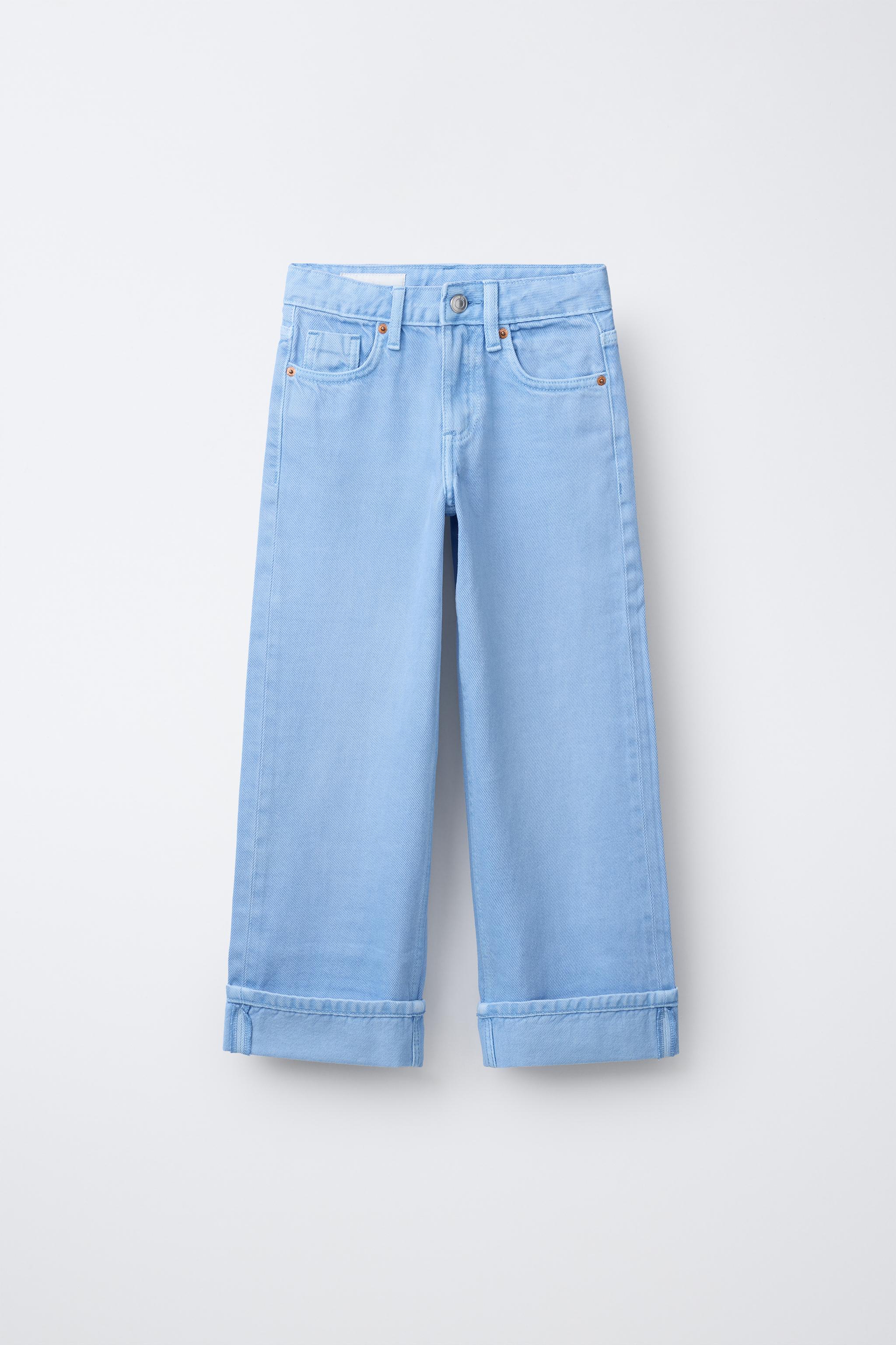 FOLD-UP WIDE LEG JEANS