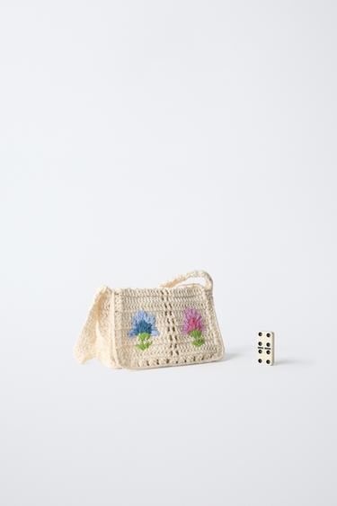 FLORAL CROCHET CROSSBODY BAG - Ecru White by Zara - Image 5