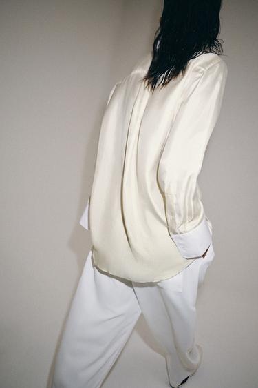 ZW COLLECTION 100% SILK BIB SHIRT - Mid-ecru by Zara - Image 2