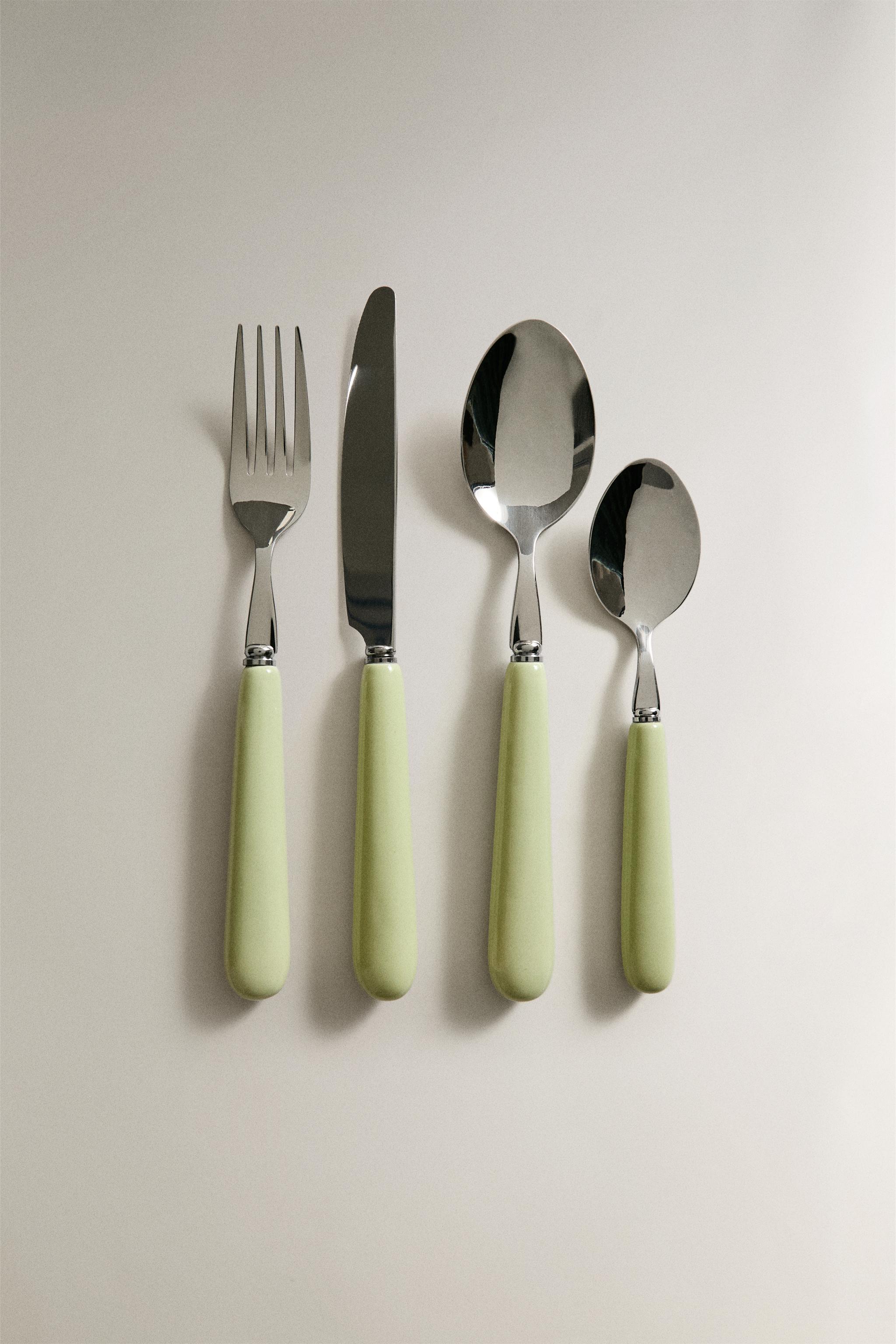 4-PIECE CERAMIC HANDLE FLATWARE SET