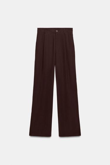 PANTALÓN FLUIDO PLIEGUES - Marrón de Zara