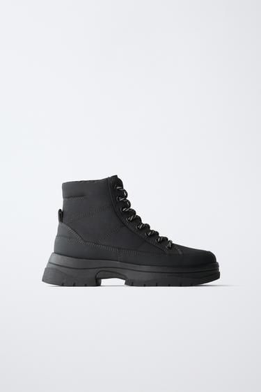 Zara QUILTED ATHLETIC BOOTIES - Black