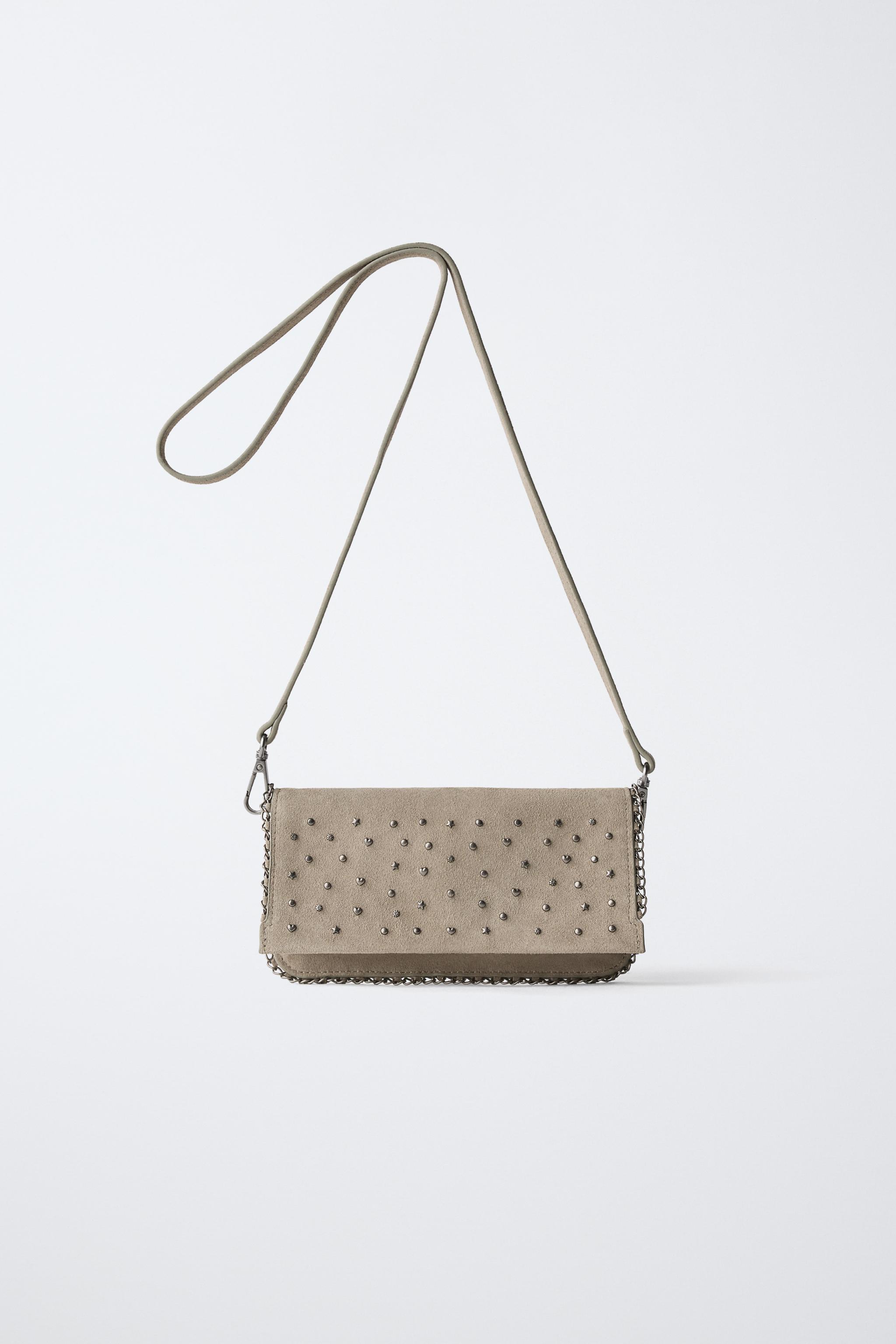スタッズ レザー クロスボディバッグ - グレー | ZARA Japan / 日本