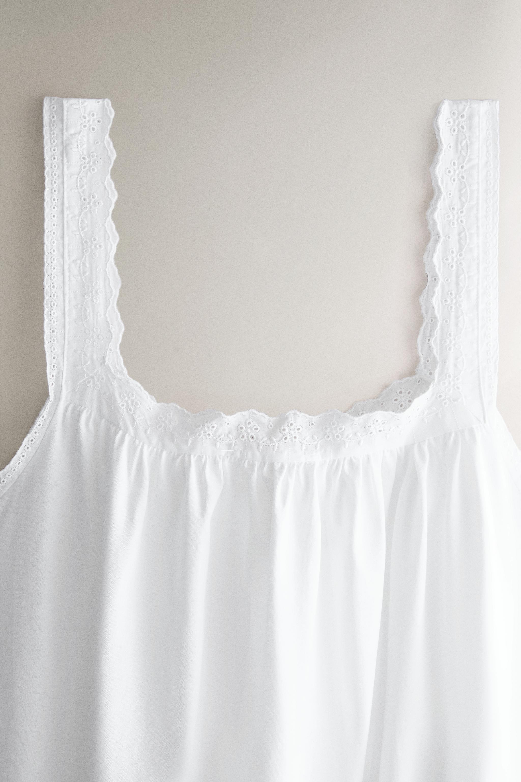 COTTON LACE-TRIM NIGHTGOWN