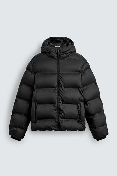 WATER-REPELLENT HOODIE PUFFER JACKET - Black by Zara