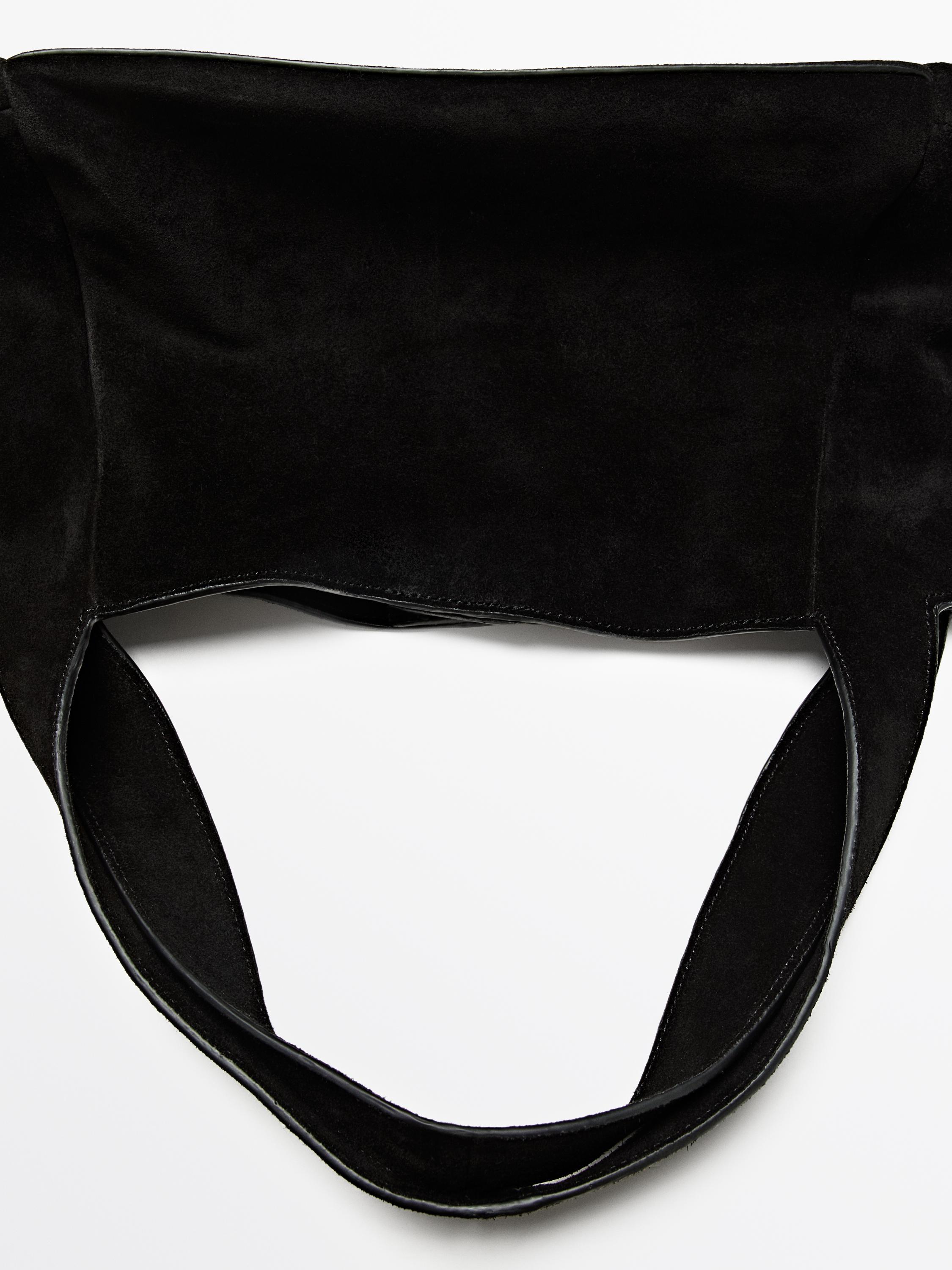 Mid-size split leather shopper bag