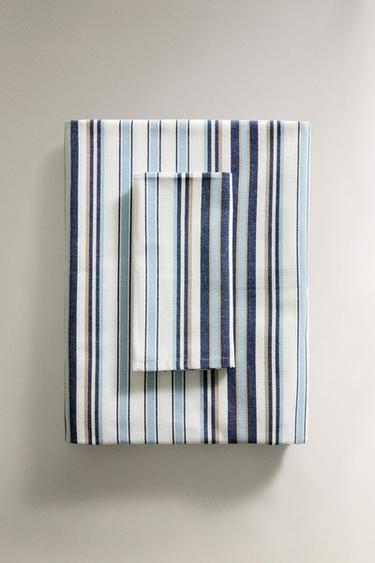 TABLECLOTH WITH IRREGULAR STRIPES - Blue by Zara