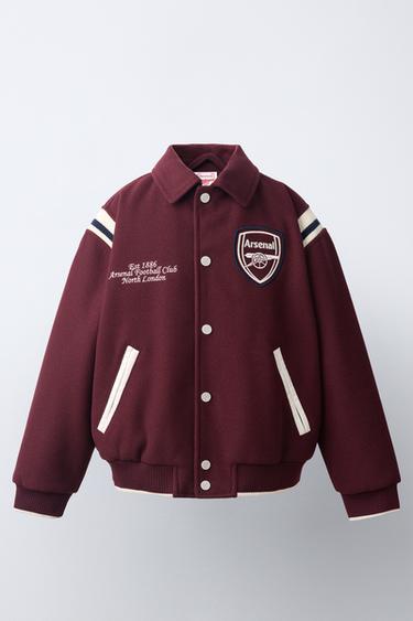 ARSENAL F.C. © WOOL EFFECT BOMBER JACKET - Burgundy by Zara