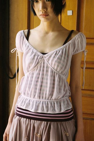 ROMANTIC BOW TOP - Lilac by Zara