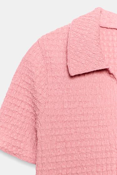 VESTE COURTE TEXTURÉE - Rose pâle de Zara - Image 7