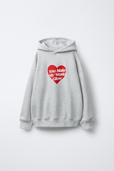SUDADERA ESTAMPADO CORAZÓN - Gris vigoré de Zara