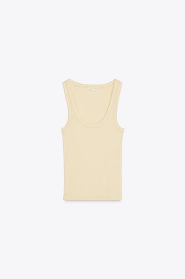 RIBBED STRAPPY TOP - Vanilla by Zara