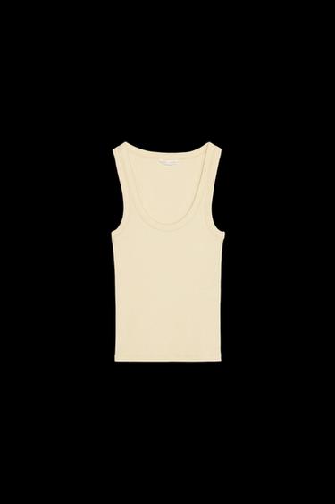 Zara STRAPPY RIB TOP - Vanilla - Image 0